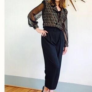 Vintage 1980s John Roberts Metallic Tuxedo Style Jumpsuit Size 14 NWT